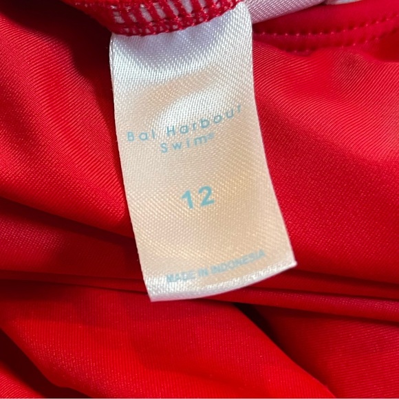 NWT Bal Harbour Swim Red Ruffle One Piece Swimsuit Size 12 - Picture 8 of 11